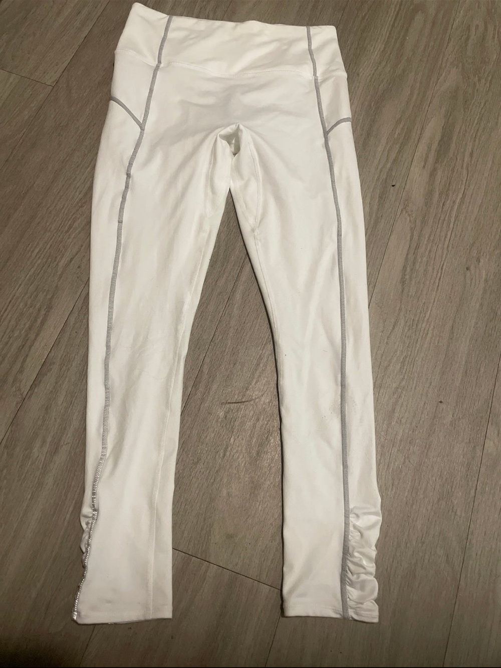 Free People White High-Waist Leggings with Contrast Seams